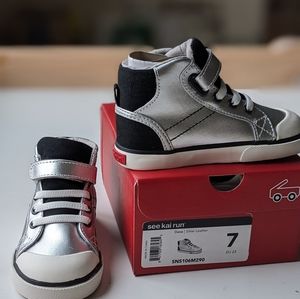 NIB See Kai Run Silver Leather high tops -- Toddler size 7